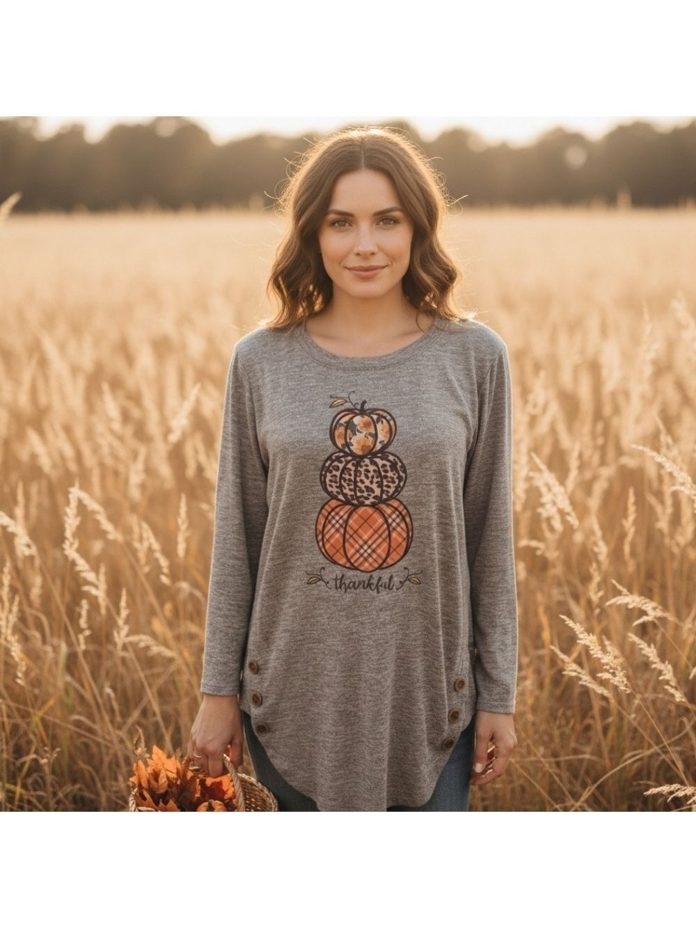Nwt Cozy Brown Pumpkin Graphic Long Sleeve Top L Super Soft And Flowy